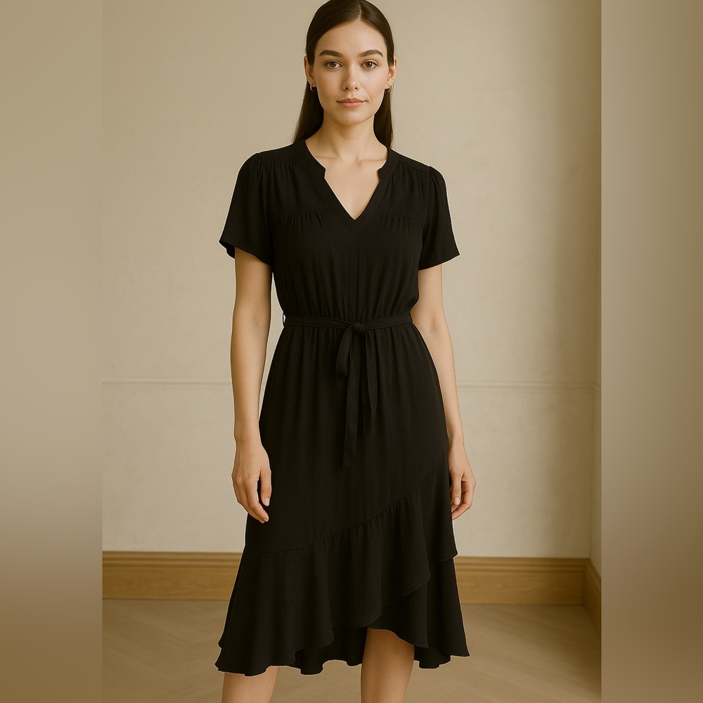 Simply Vera Vera Wang Black Belted Midi Dress | Size M
B009 - Picture 1 of 8